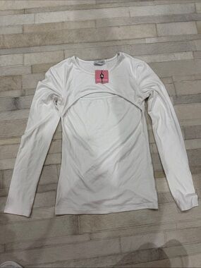 Long Sleeve White keyhole  Top